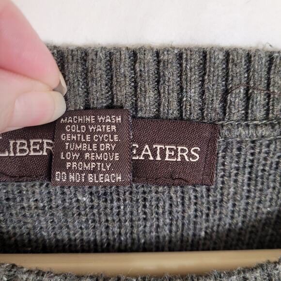 Liberty Sweaters speckled grey argyle sweater Size Med preppy grandpacore retro - Picture 4 of 6